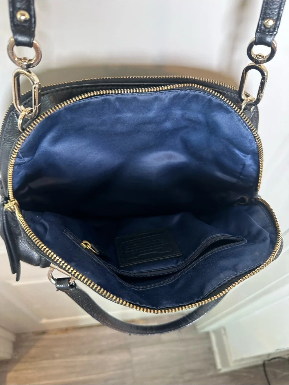 COACH Madison Embossed Leather Georgie Shoulder Crossbody Black Bag